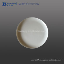 7 pulgadas de la forma redonda blanca pura placas de cena de cerámica baratas, placas finas de la cena de China del hueso fino